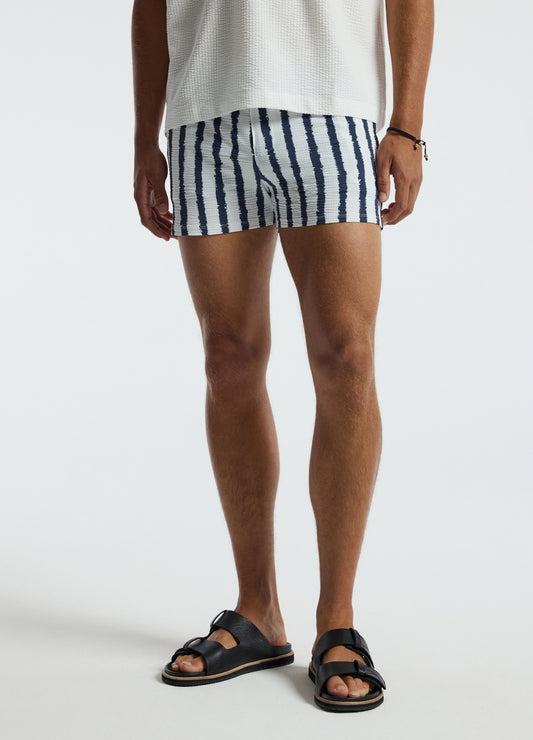 Ink Stripe Swim Short White Navy