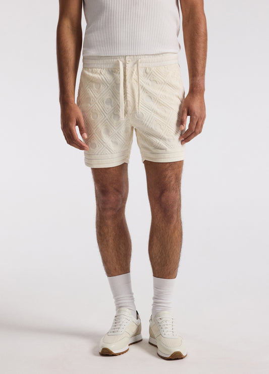 Plush Terry Logo Shorts Ivory