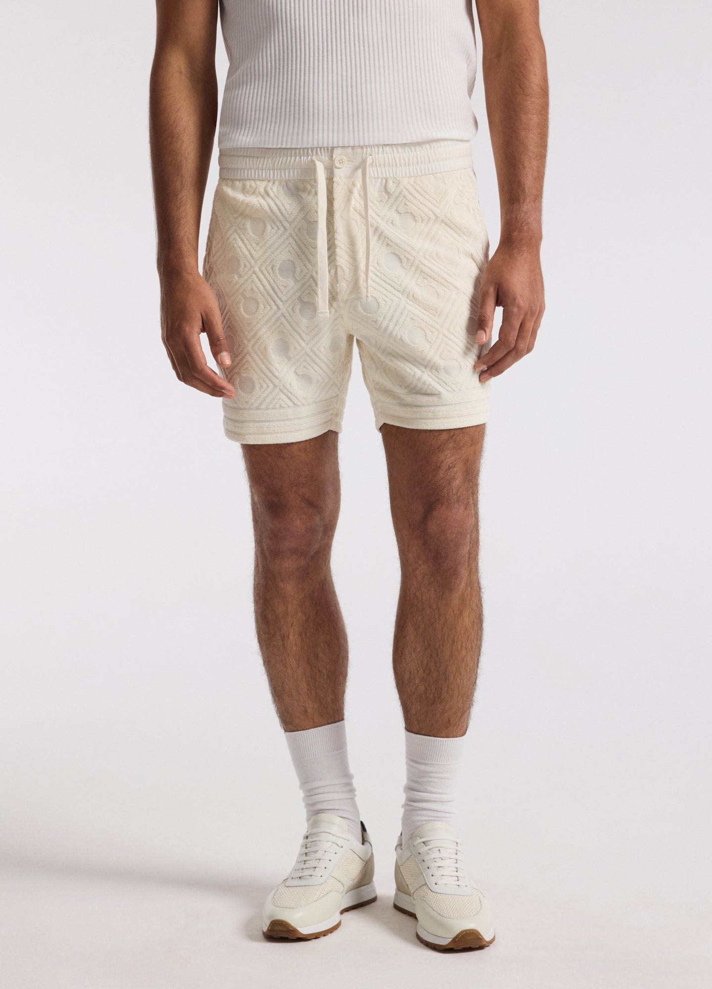 Plush Terry Logo Shorts Ivory