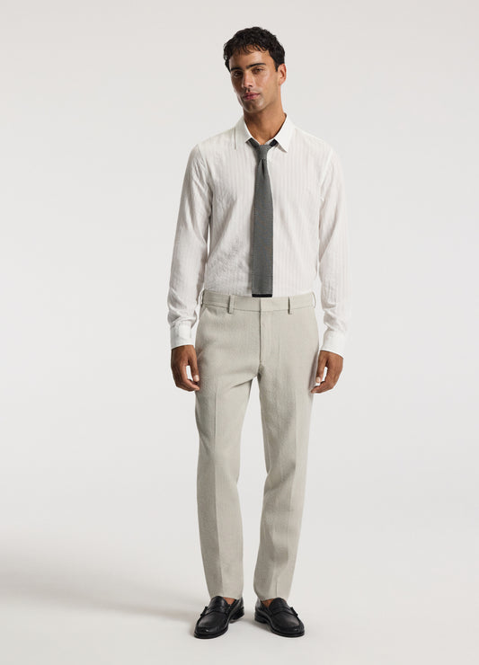 Slim Textured Wool Pants Neutral