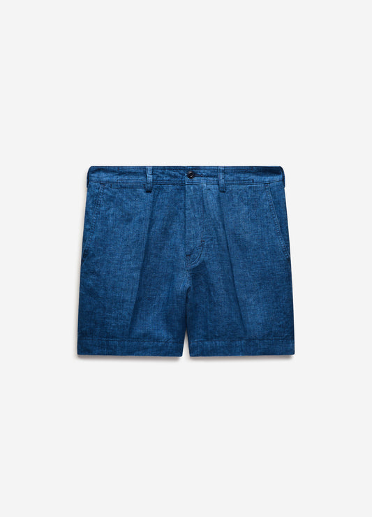 Washed Linen Shorts Indigo