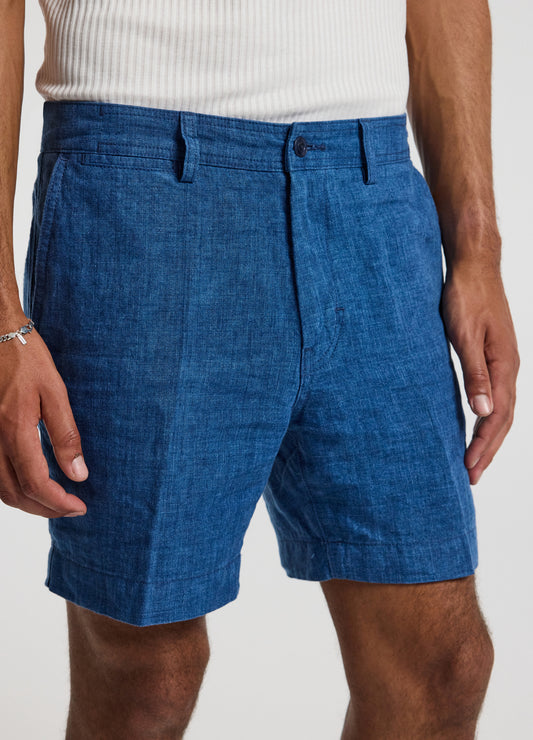 Washed Linen Shorts Indigo