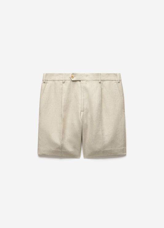 Linen Cotton Twill Shorts Natural