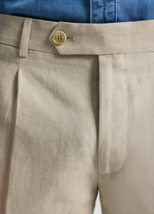 Linen Cotton Twill Shorts Natural