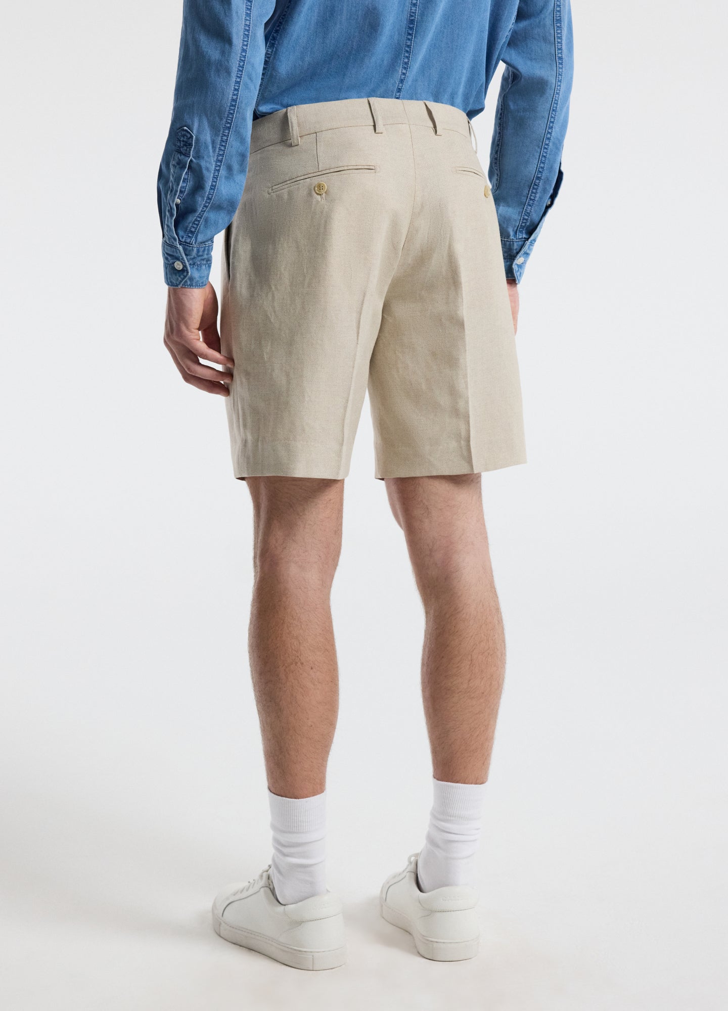 Linen Cotton Twill Shorts Natural
