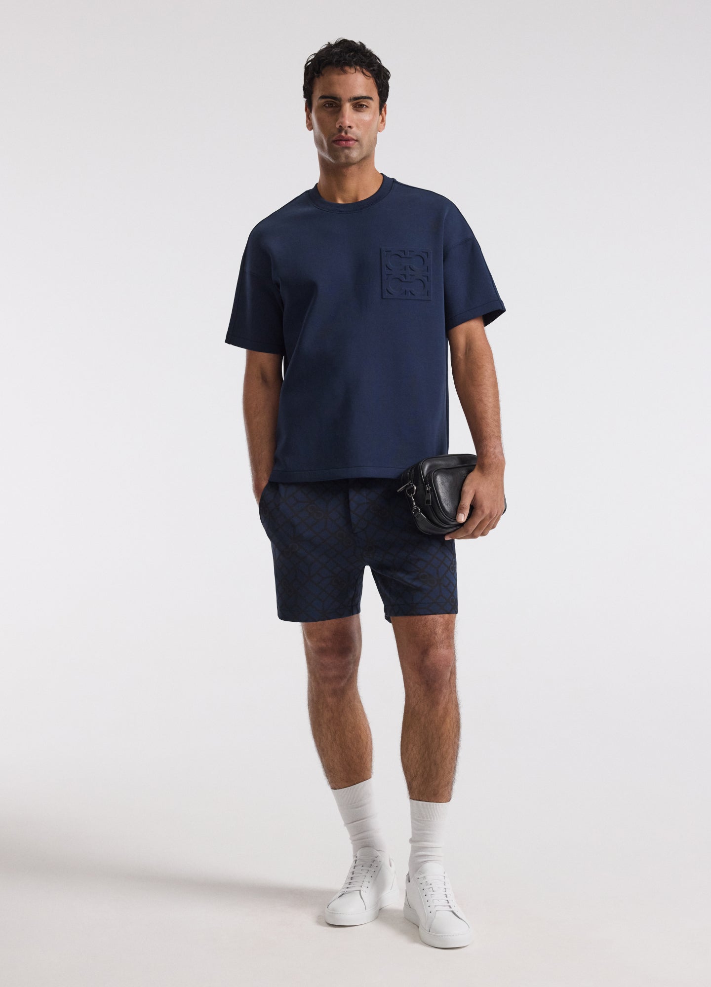 Monogram Print Sweatshorts Mid Blue