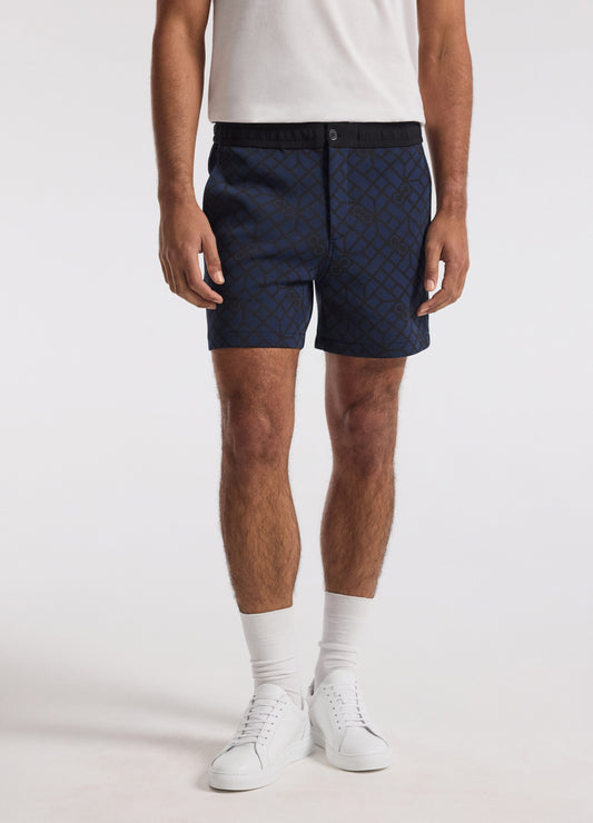 Monogram Print Sweatshorts Mid Blue