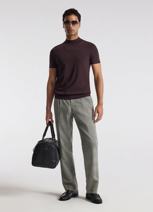 Tailored Check Wool Pants Mocha