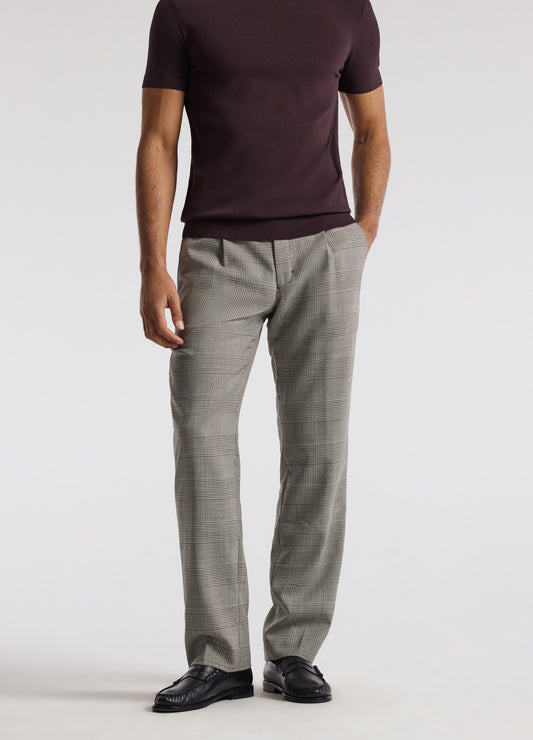 Tailored Check Wool Pants Mocha