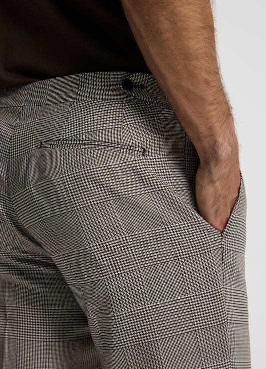 Tailored Check Wool Pants Mocha