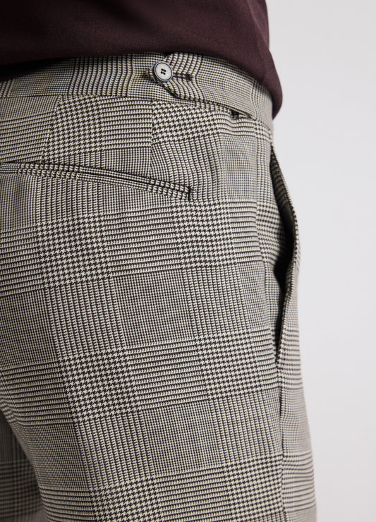 Tailored Check Wool Pants Mocha