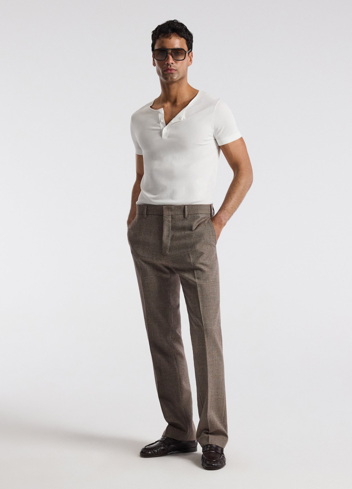 Glen Check Bootcut Evening Pants Mahogany