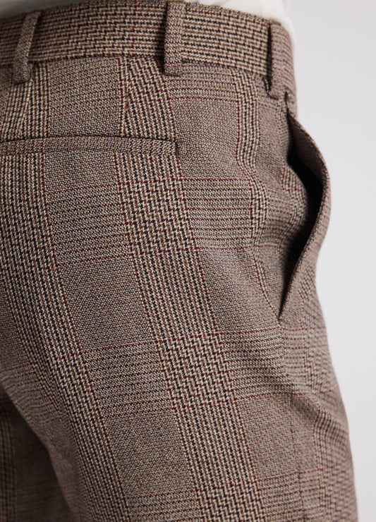 Glen Check Bootcut Evening Pants Mahogany