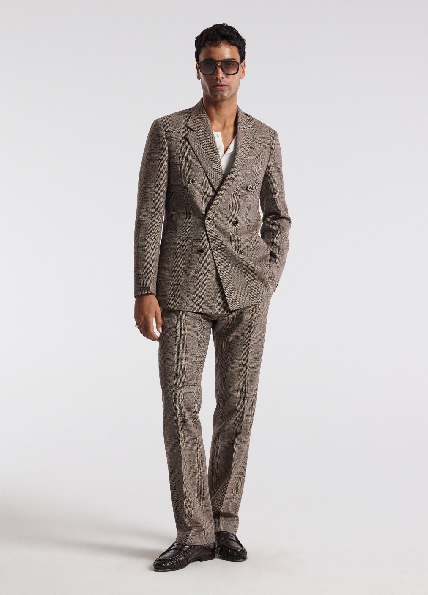 Glen Check Bootcut Evening Pants Mahogany