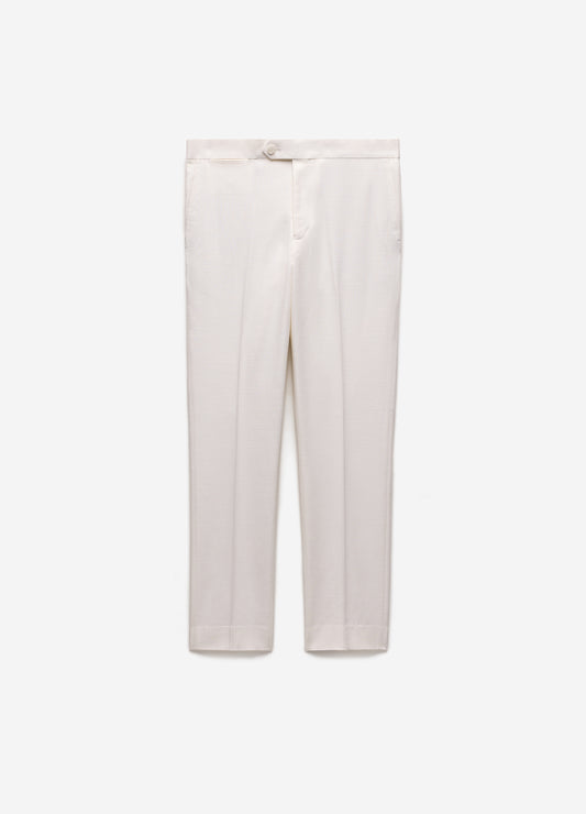 Slim Stretch Textured Pants Ivory