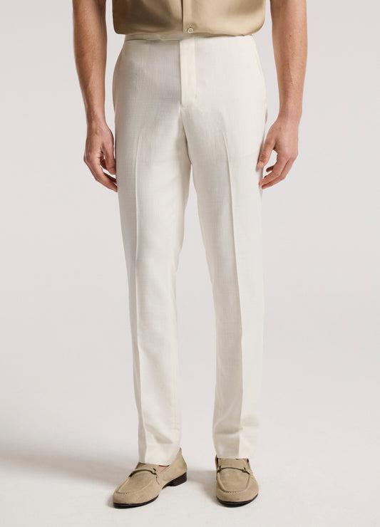 Slim Stretch Textured Pants Ivory