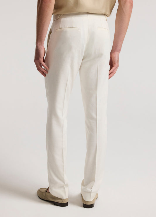 Slim Stretch Textured Pants Ivory