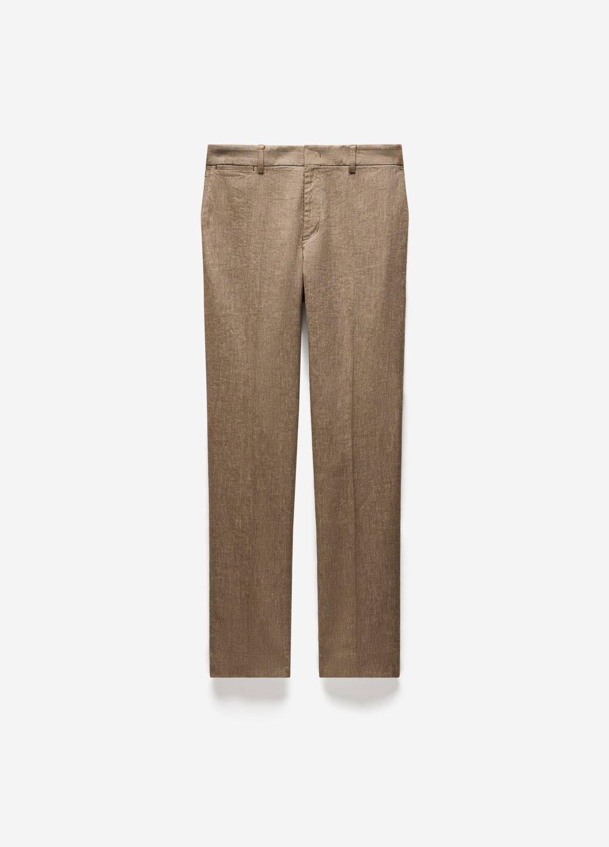 Tailored Stretch Cotton Linen Pants Taupe