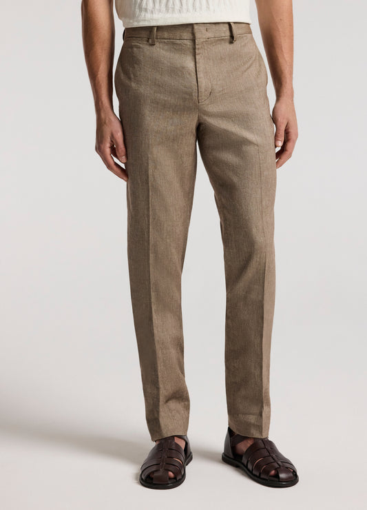 Tailored Stretch Cotton Linen Pants Taupe