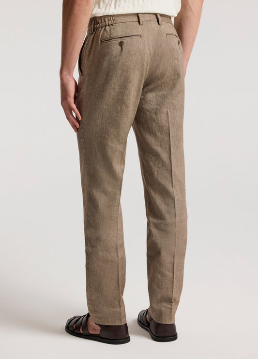 Tailored Stretch Cotton Linen Pants Taupe