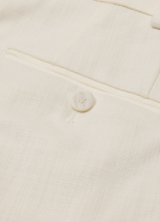 Relaxed Pleat Textured Shorts Ivory