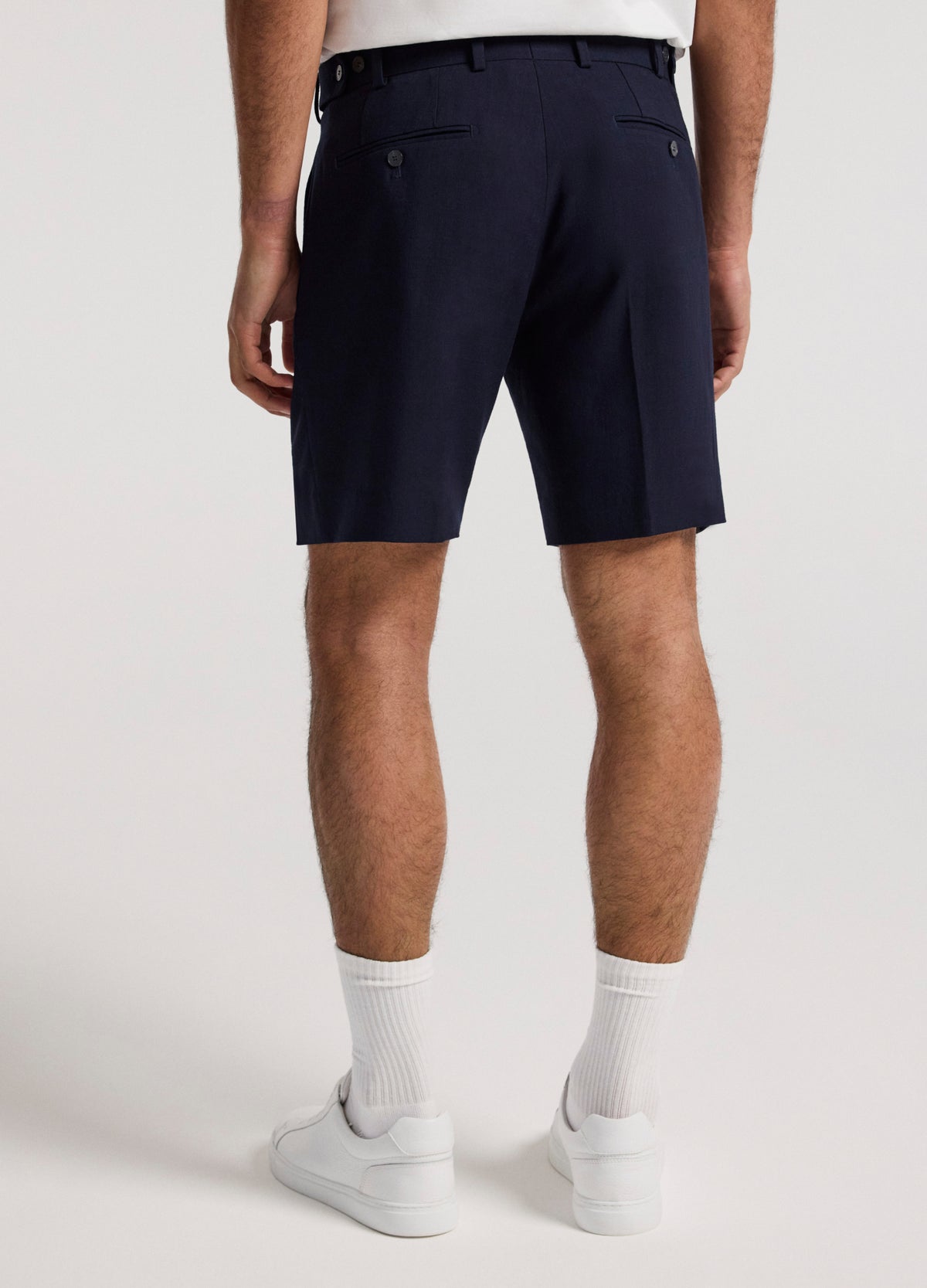 Relaxed Pleat Textured Shorts Navy