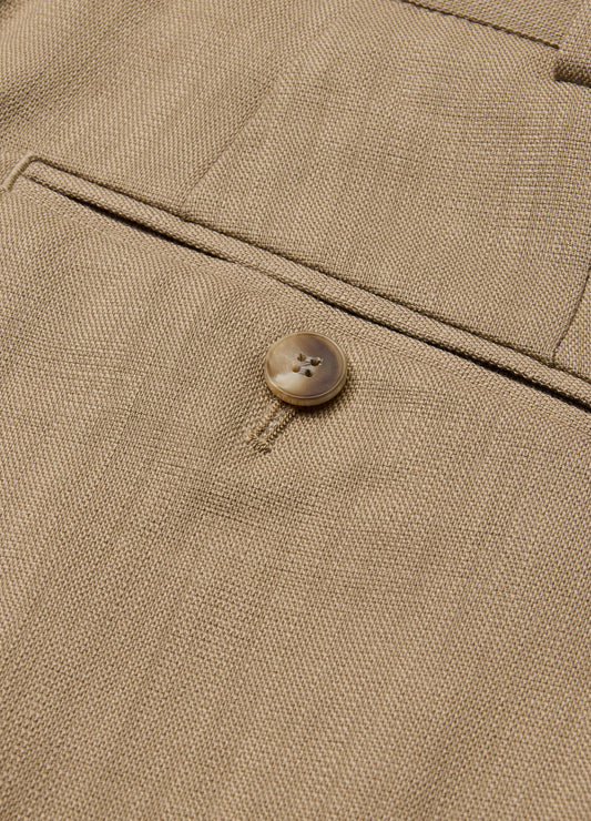 Relaxed Pleat Textured Shorts Tan