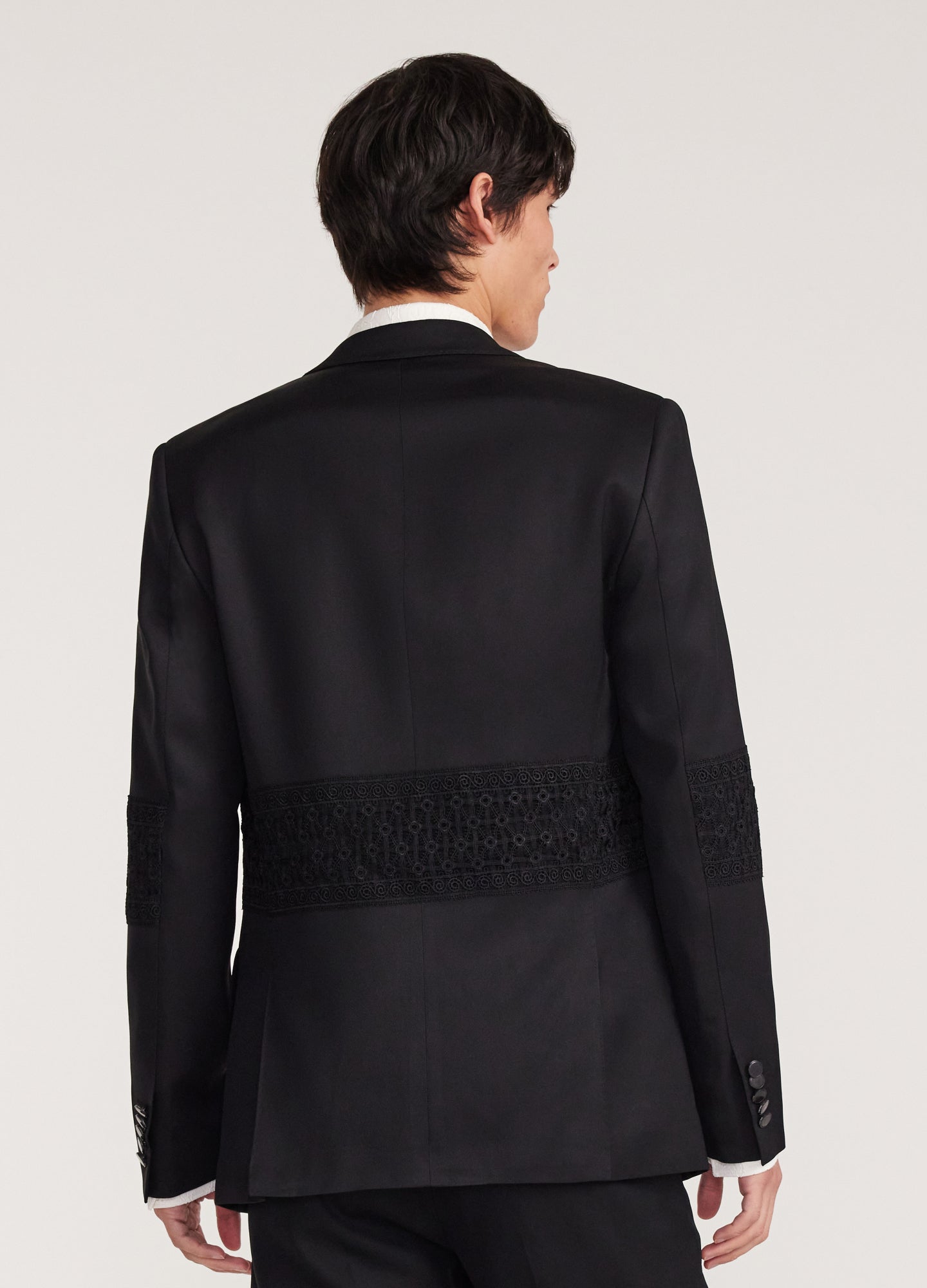 Lace Panel Double Breasted Jacket Black