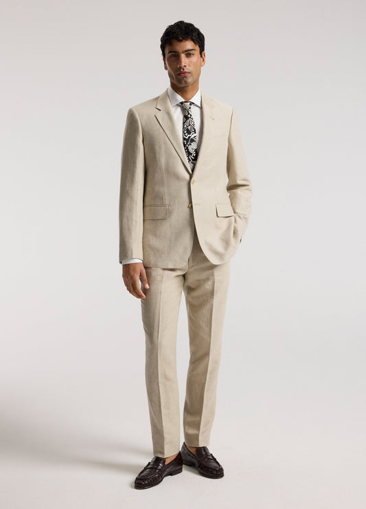 Linen Cotton Twill Suit Pants Natural
