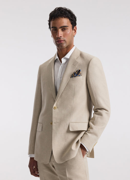 Linen Cotton Twill Suit Jacket Natural