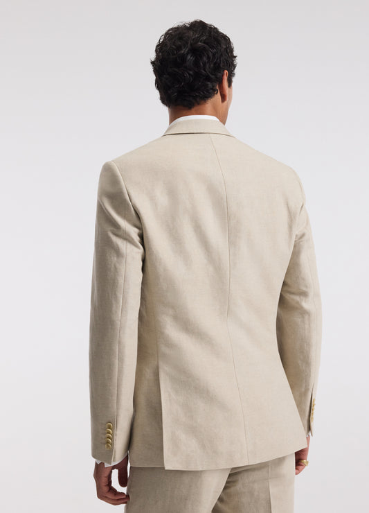 Linen Cotton Twill Suit Jacket Natural
