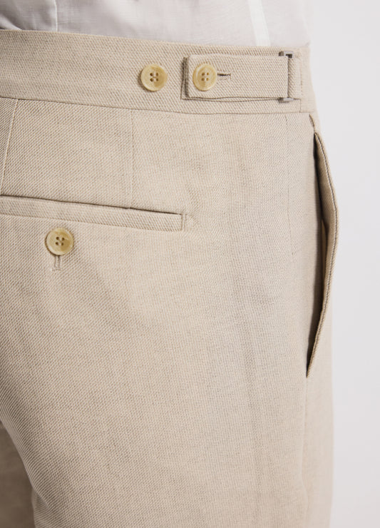 Linen Cotton Twill Suit Pants Natural