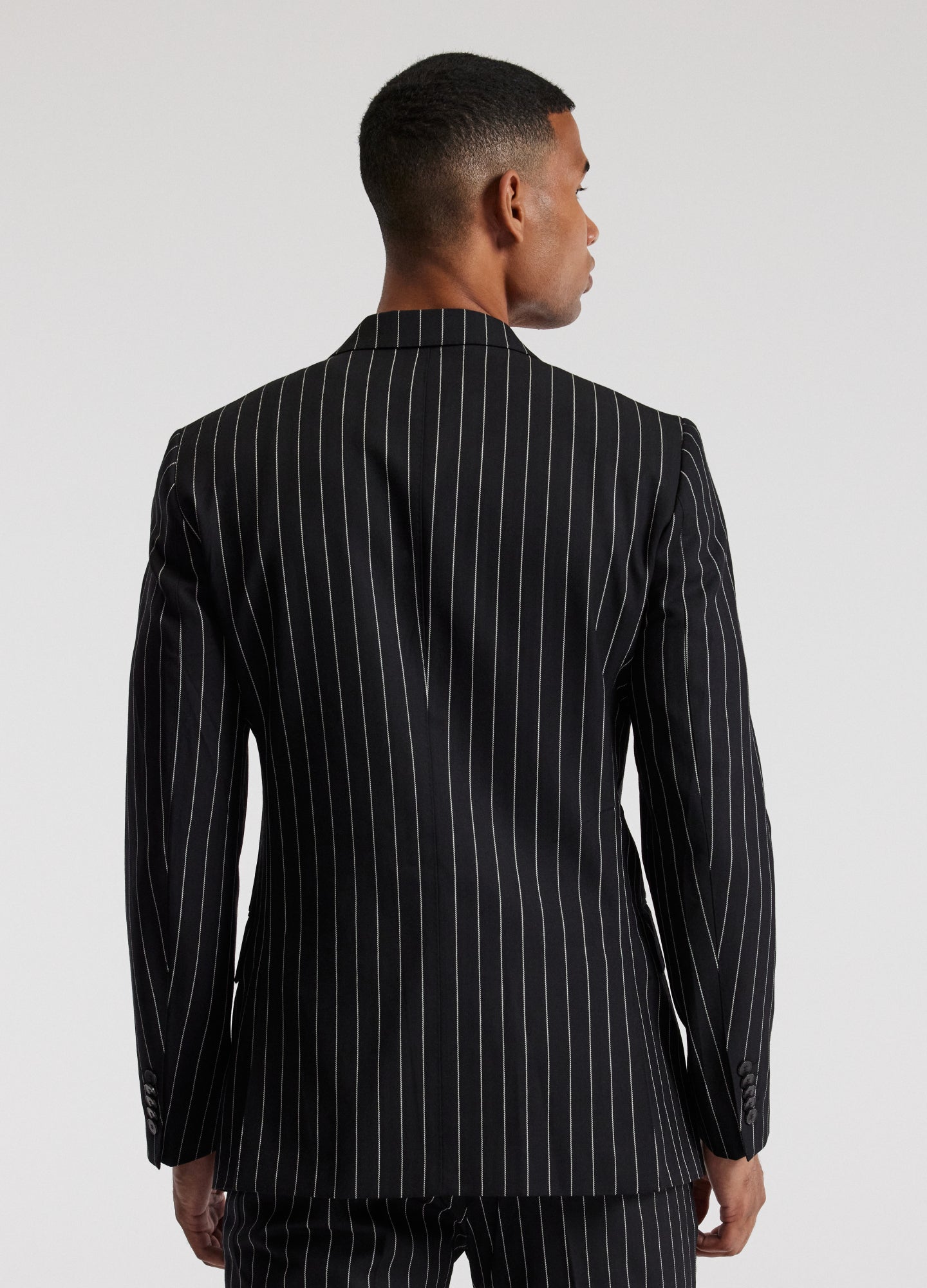 Pinstripe Double-Breasted Jacket Black
