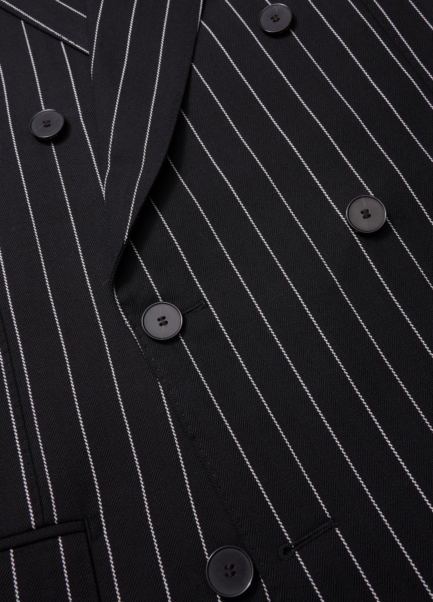 Pinstripe Double-Breasted Jacket Black
