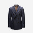 Wool Denim Double-Breasted Suit Jacket Navy