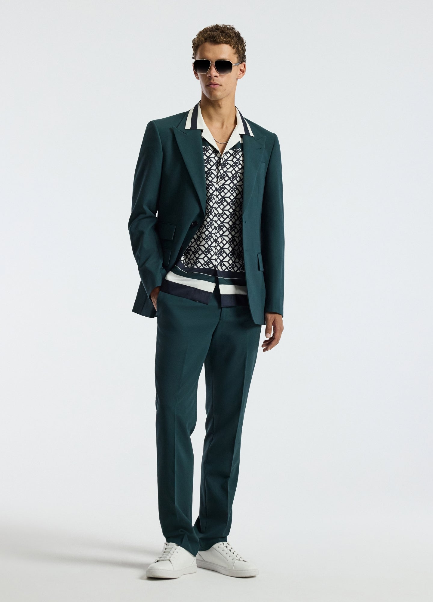 Double Crepe Suit Pants Hunter Green