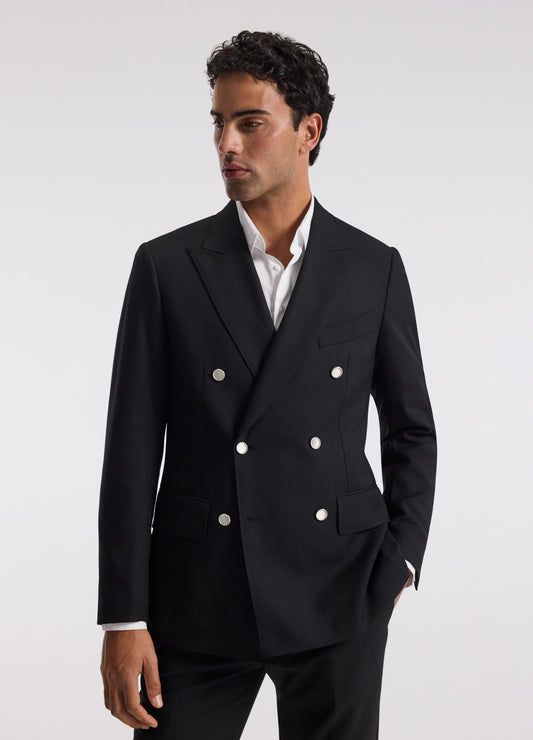 Wool Double-Breasted Blazer Black