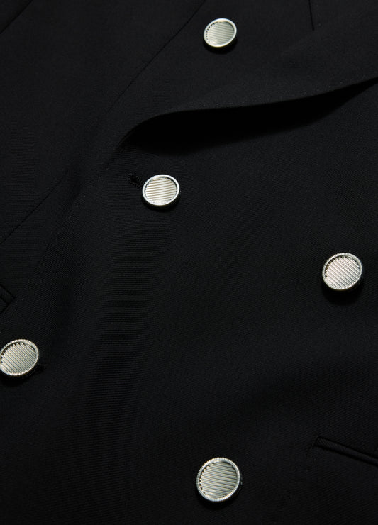 Wool Double-Breasted Blazer Black