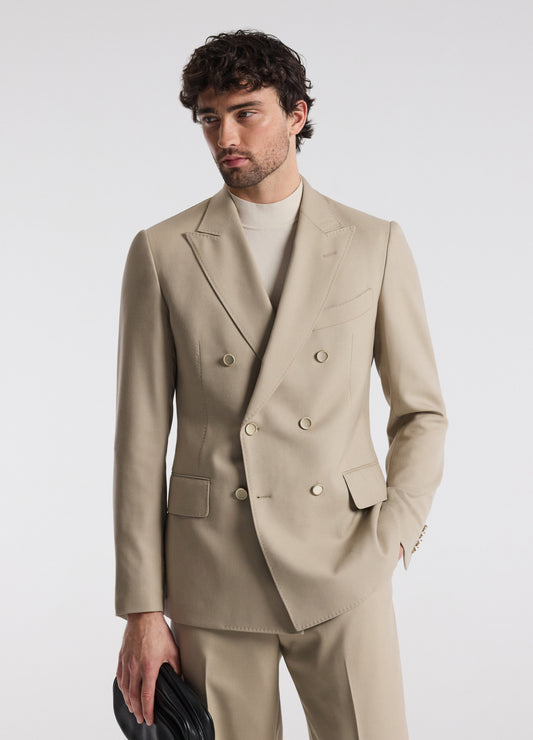 Straight Leg Wool Pants Sand