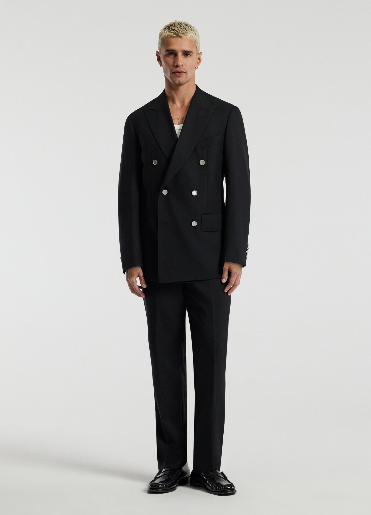 Tab Detail Wool Pants Black