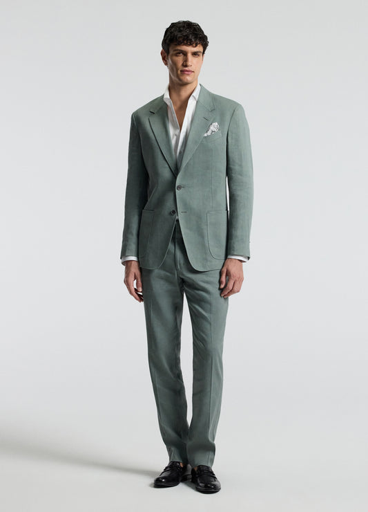 Stretch Linen Suit Pants Neo Green