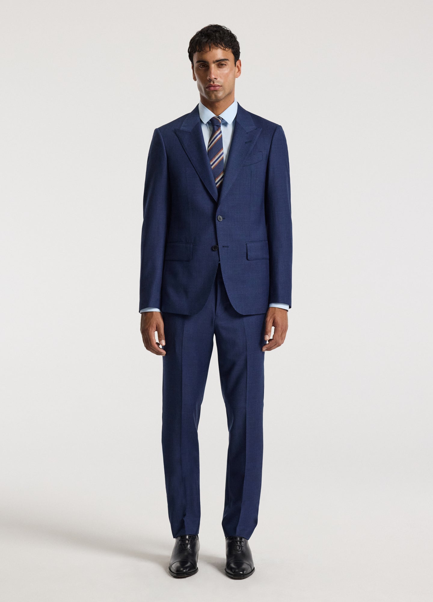 Micro Check Wool Suit Jacket Royal Blue