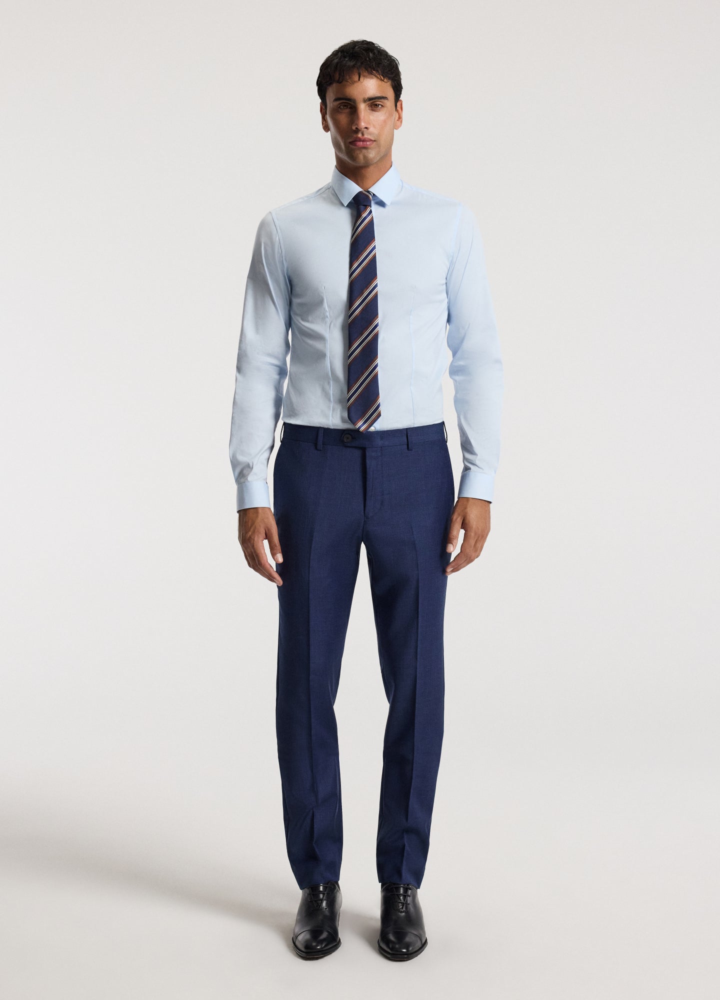 Micro Check Wool Suit Pants Royal Blue