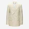 Striped Double-Breasted Suit Jacket Bone