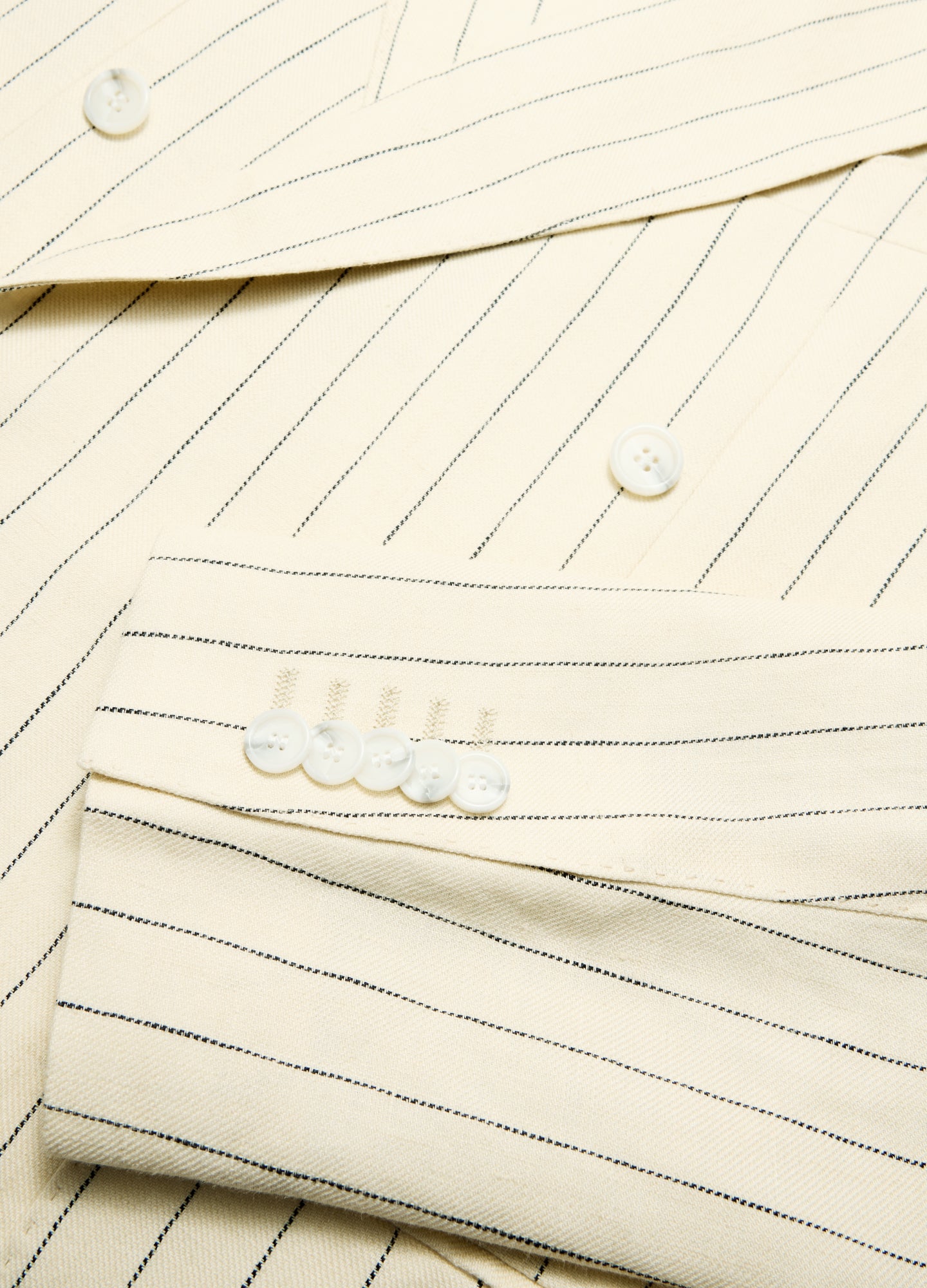 Striped Double-Breasted Suit Jacket Bone