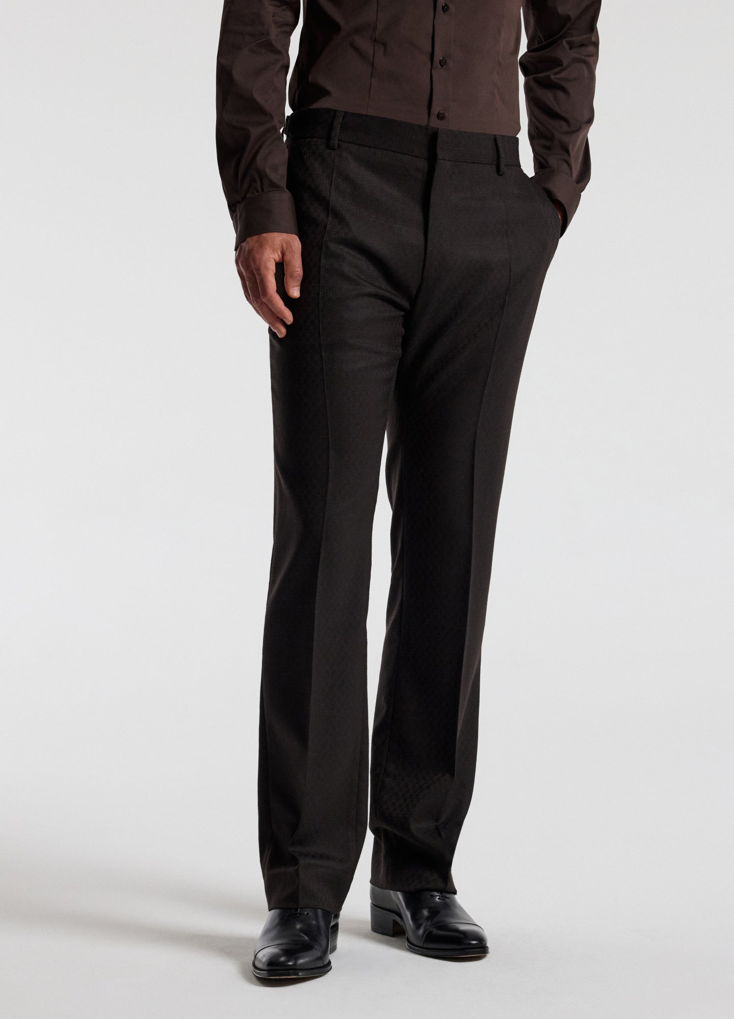 Jacquard Wool Suit Pants Chocolate
