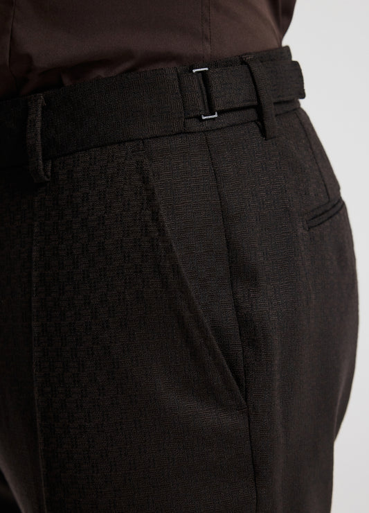 Jacquard Wool Suit Pants Chocolate