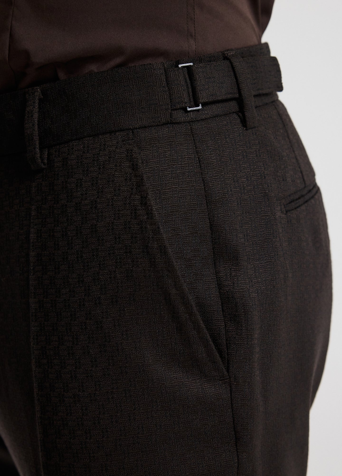 Jacquard Wool Suit Pants Chocolate