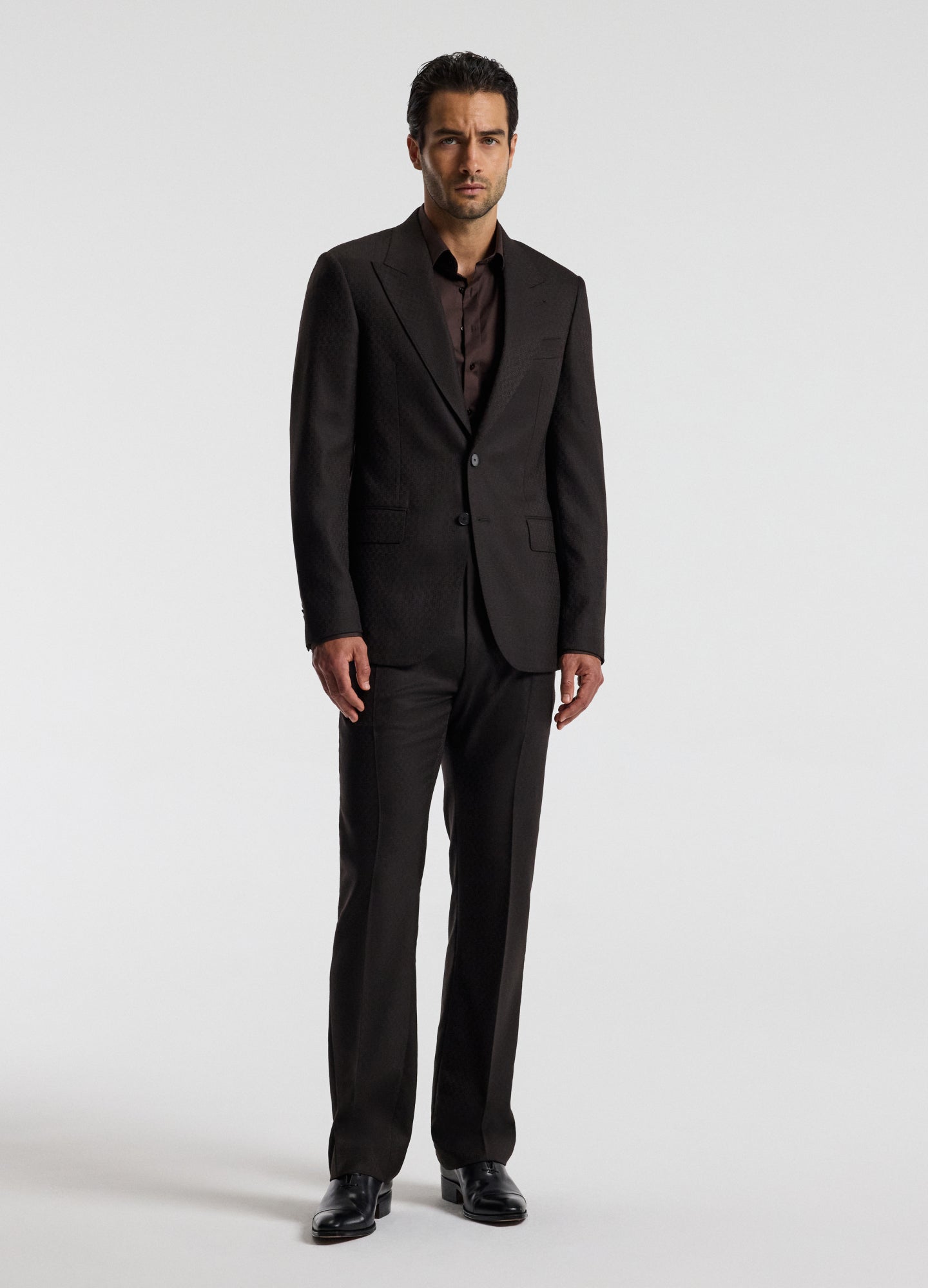Jacquard Wool Suit Pants Chocolate