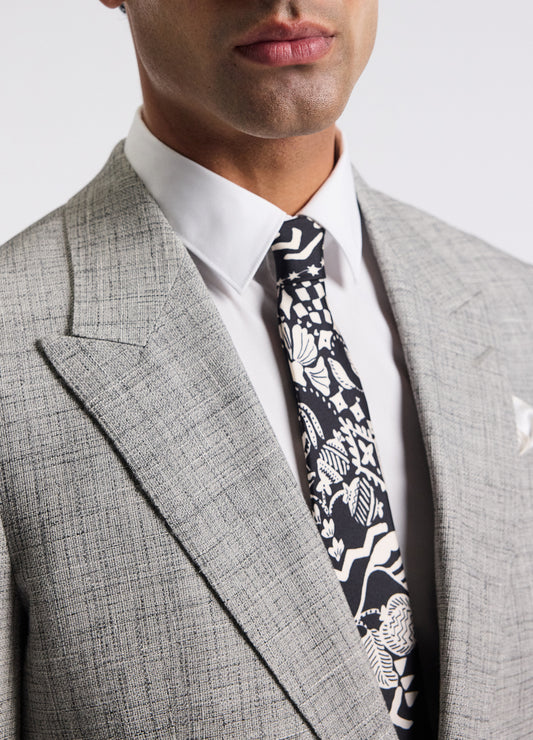 Crossweave Suit Jacket Silver